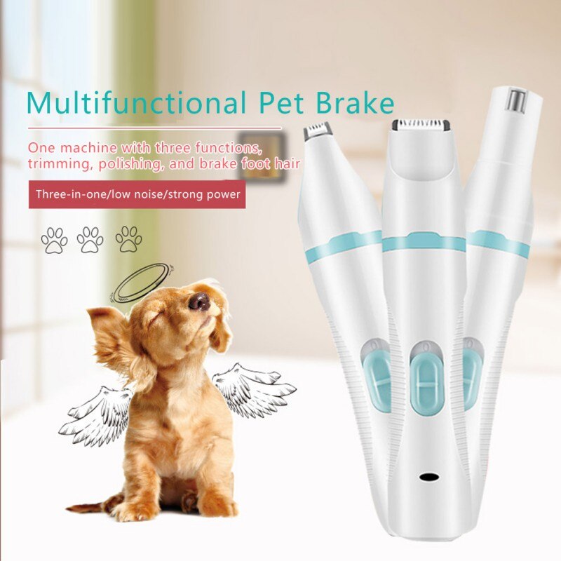 3 IN 1 Pet Grooming Machine USB Charge Dog Cat Hair Trimmer Paw Nail Grinder Pets Clippers Foot Nail Cutter Hair Cutting Machine